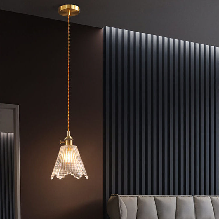 Bellux Glas Pendelleuchte | Modernes Glockenschirmdesign | Messingoptik | 1-flammig | Luxuriöse Beleuchtung