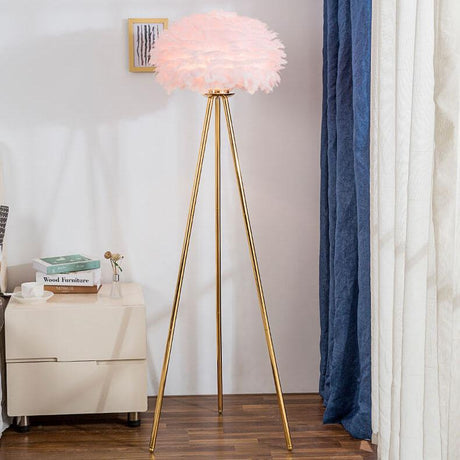 PlumeSphere Stehlampe | Elegantes Federdesign | 1-Licht Globus Stehleuchte | Moderne Beleuchtung für stilvolle Räume