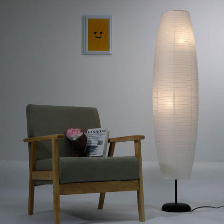 LumoStyle Nordic Design Stehlampe | Reispapier Säulenlampe | Stimmungsvolles, Doppelt Licht | Modernes Dekor
