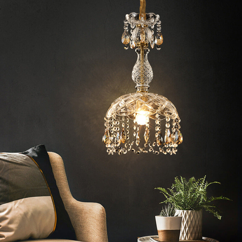 CrystalVive Pendelleuchte | Luxus Kristallkuppel | Moderne 1-Licht Hängelampe | Elegante Beleuchtung für Zuhause