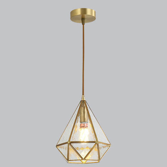 DiamantaGlow Pendelleuchte | Diamantförmiges Glas mit Wasserstruktur | 1-flammige Hängeleuchte | Elegantes & Modernes Design