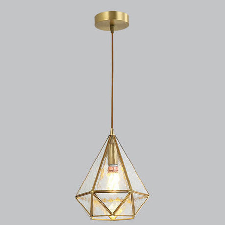 DiamantaGlow Pendelleuchte | Diamantförmiges Glas mit Wasserstruktur | 1-flammige Hängeleuchte | Elegantes & Modernes Design