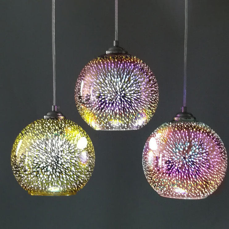 LumiSpark 3D Feuerwerk Pendelleuchte | Farbwechselndes Glas | Deko für Wohnzimmer & Esszimmer
