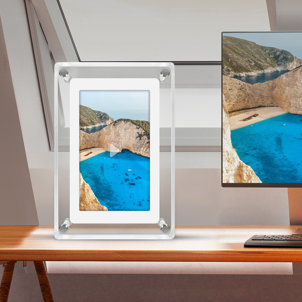 PixView Digitaler Fotorahmen | Hochauflösender Bildschirm | Zeigt Fotos & Videos | Smart Home Deko