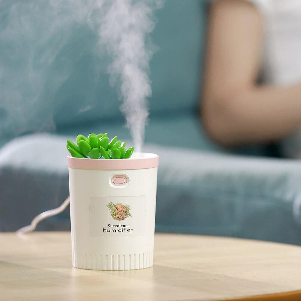 MistBloom Mini USB Luftbefeuchter mit Sukkulentendesign | Kompakt | Leise | Für Zuhause & Büro