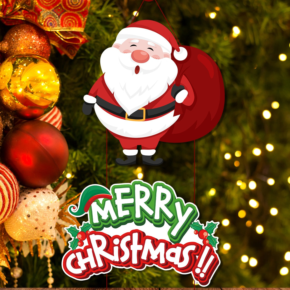 FestiveCharm Weihnachtsbanner | Türhängend | Weihnachtsmann & Schneemann | Weihnachtsdeko 2024