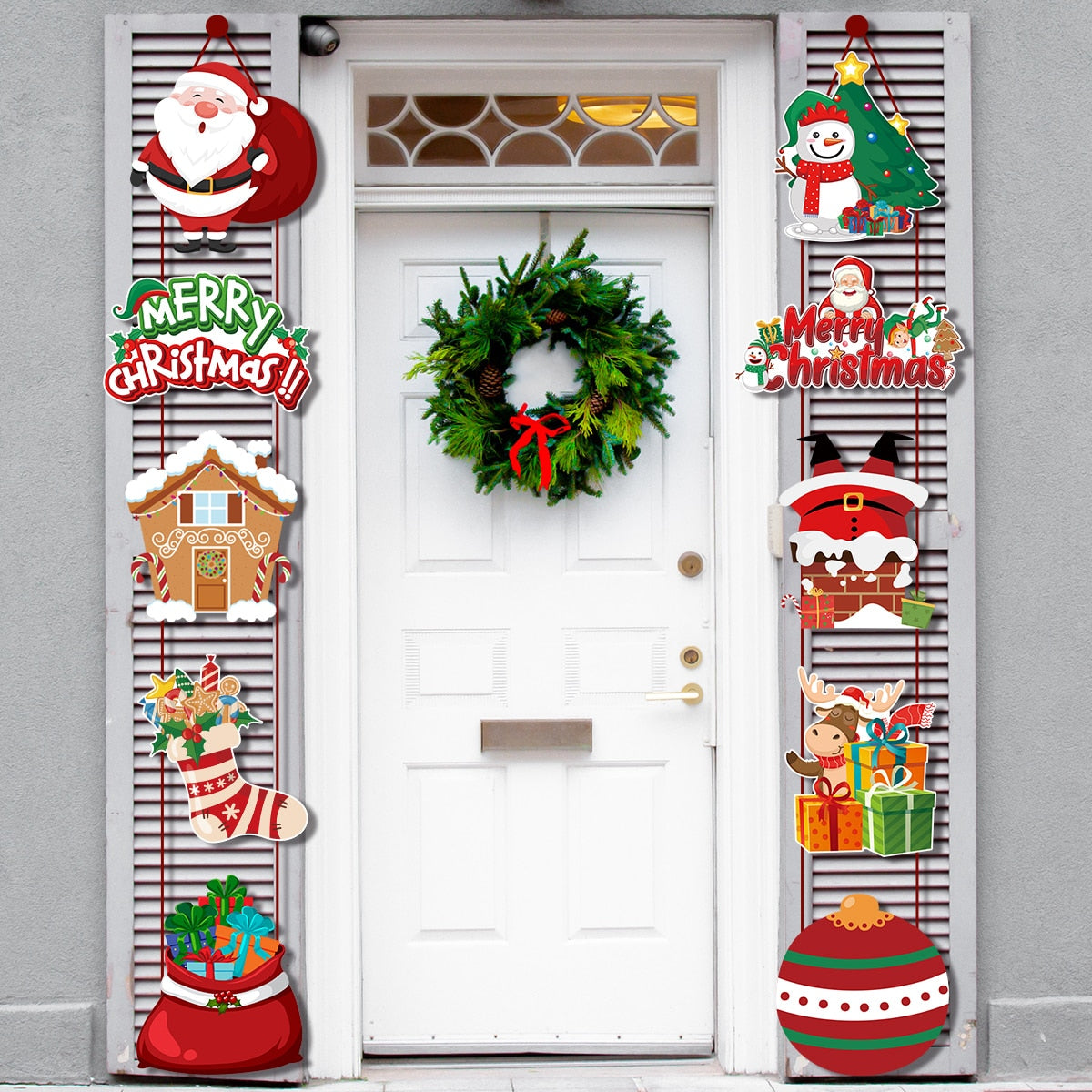 FestiveCharm Weihnachtsbanner | Türhängend | Weihnachtsmann & Schneemann | Weihnachtsdeko 2024