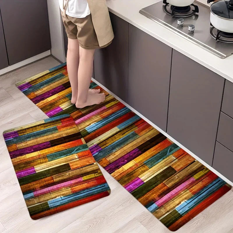 VividEdge Rutschfeste Küchenmatte | Geometrisches Design | Ölbeständig | Teppich für Zuhause