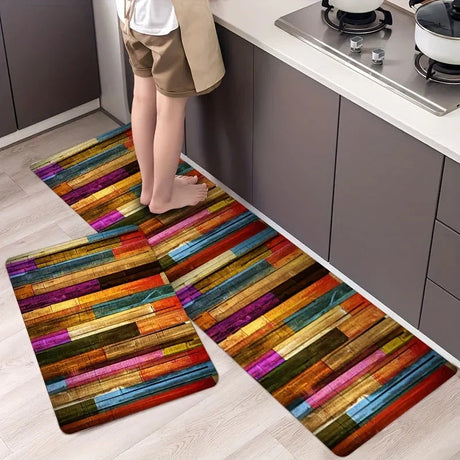 VividEdge Rutschfeste Küchenmatte | Geometrisches Design | Ölbeständig | Teppich für Zuhause