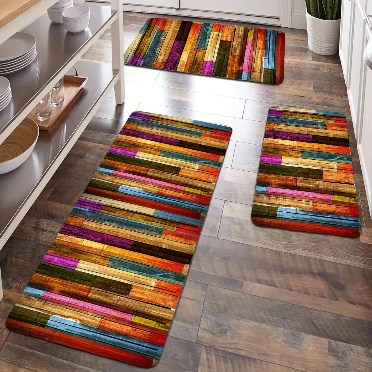 VividEdge Rutschfeste Küchenmatte | Geometrisches Design | Ölbeständig | Teppich für Zuhause