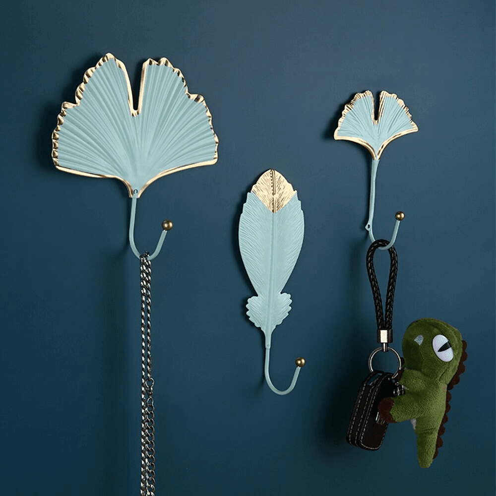 LeafLuxe Metall Wandhaken im Blätterdesign | Elegantes & Funktionales Dekor | In Gold & Blau erhältlich