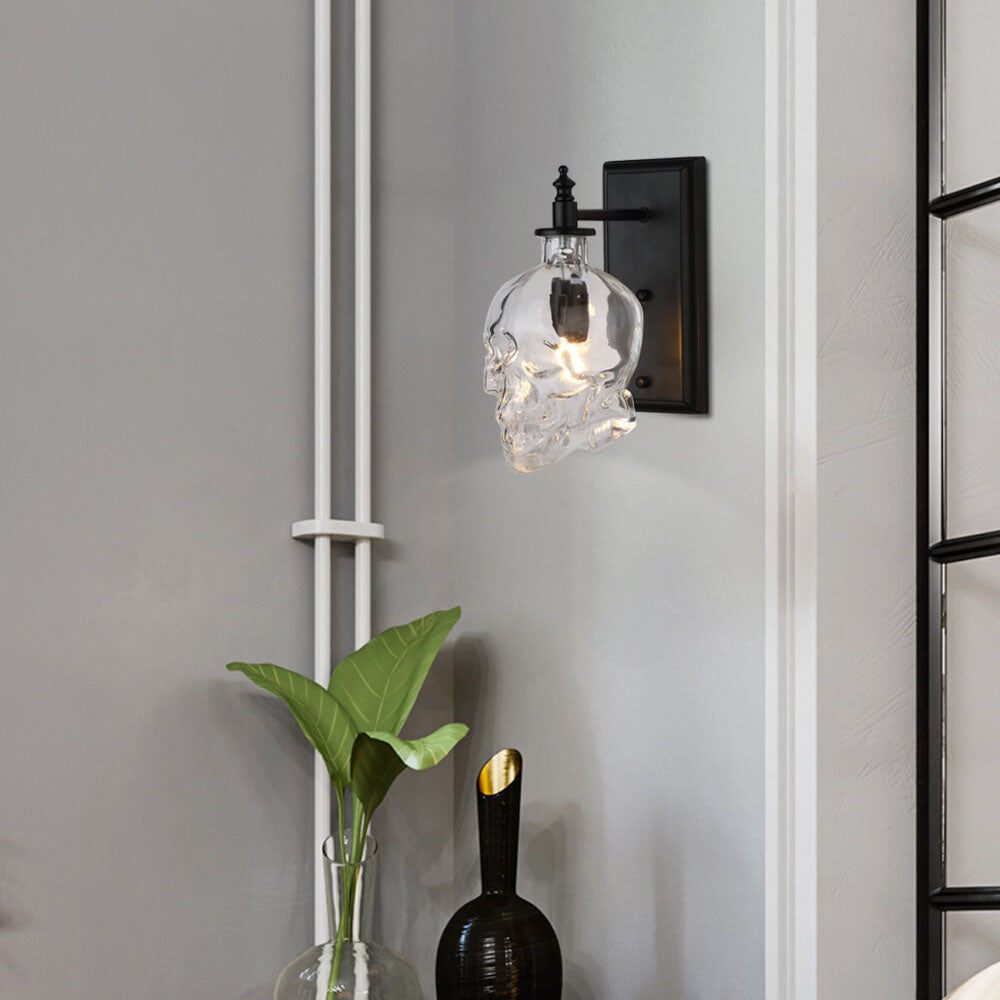 ShadowGlow Schädel-Wandleuchte | Glasdesign | 1-flammige Wandlampe | Stilvolle Beleuchtung