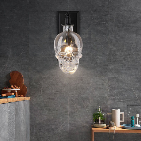 ShadowGlow Schädel-Wandleuchte | Glasdesign | 1-flammige Wandlampe | Stilvolle Beleuchtung