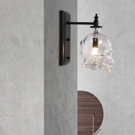 ShadowGlow Schädel-Wandleuchte | Glasdesign | 1-flammige Wandlampe | Stilvolle Beleuchtung