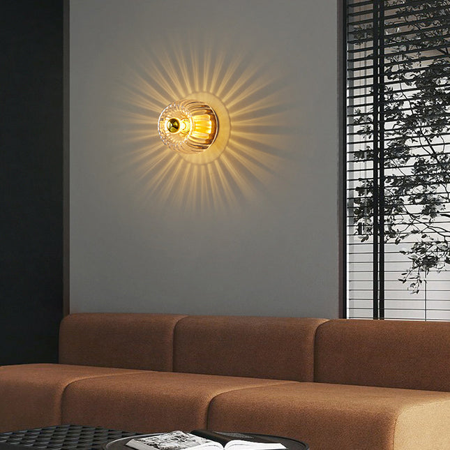 Solara Luxury Glas-Design Deckenleuchte | Kupfer-Sonnengestaltung | Wand- & Deckenmontage | Premium Wohnambiente