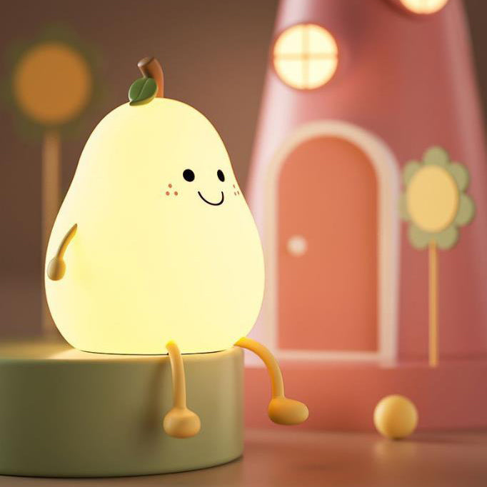 Pearlum Kreative LED Nachtlampe | Silikon Birnenform | USB-Tischleuchte | Sieben Farben Stimmungslicht