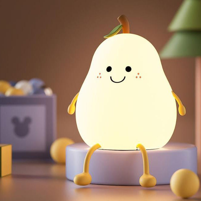 Pearlum Kreative LED Nachtlampe | Silikon Birnenform | USB-Tischleuchte | Sieben Farben Stimmungslicht