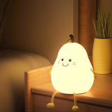 Pearlum Kreative LED Nachtlampe | Silikon Birnenform | USB-Tischleuchte | Sieben Farben Stimmungslicht