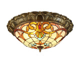 Tiffanara Runde LED Deckenleuchte | Buntglasdesign | Vintage-Stil | Warmes & Weißes Licht