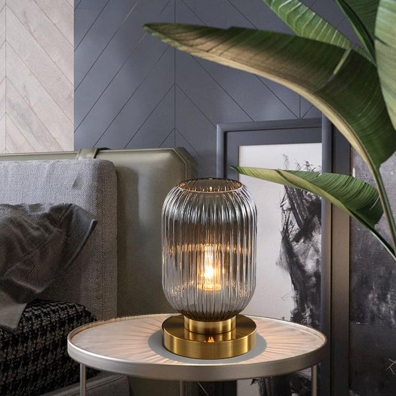 LunaStripe Nordic Design Glas Oval Tischlampe | 1 Licht | Dekorative Beleuchtung für Zuhause