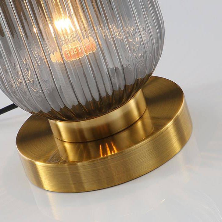 LunaStripe Nordic Design Glas Oval Tischlampe | 1 Licht | Dekorative Beleuchtung für Zuhause