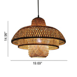 KashiLight Japanische Vintage Bambus-Pendelleuchte | Natürlicher Stil | 1-Flammig