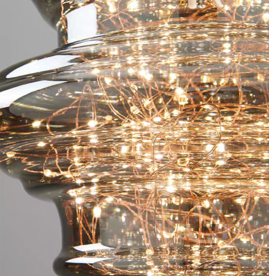 StarLuxe Moderne Graue Glas-Sternenhimmel Pendelleuchte | Dimmbar | Elegante Beleuchtung für Wohn- und Esszimmer