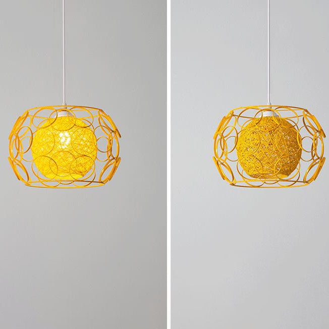 HempGlow Kreative Pendelleuchte aus Hanfgeflecht | Modernes Design | Einzigartiger Lichtakzent | Hängeleuchte für Zuhause