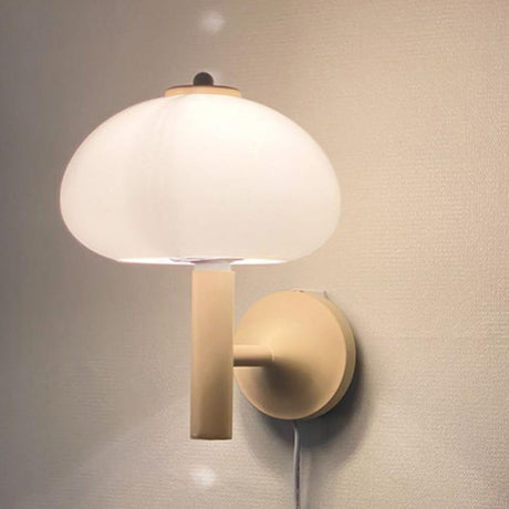 LumiMushroom Nordic Vintage Wandleuchte | Milchglas-Kuppel | Pilz-Design | 1-flammig | Dekorative Beleuchtung
