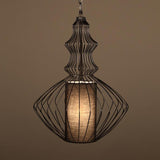 CageCraft Industrial Pendelleuchte | Eisen-Käfig Design | Stoffschirm | Wohnzimmerlicht