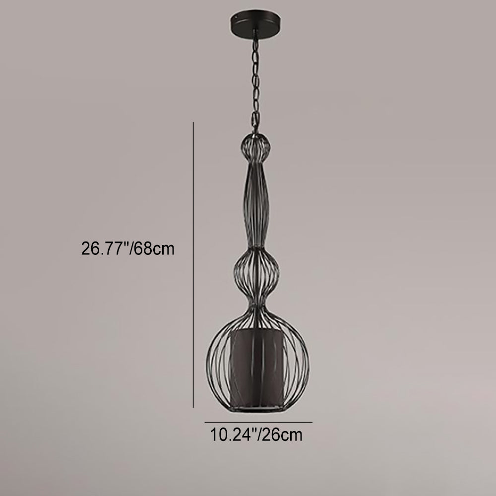 CageCraft Industrial Pendelleuchte | Eisen-Käfig Design | Stoffschirm | Wohnzimmerlicht