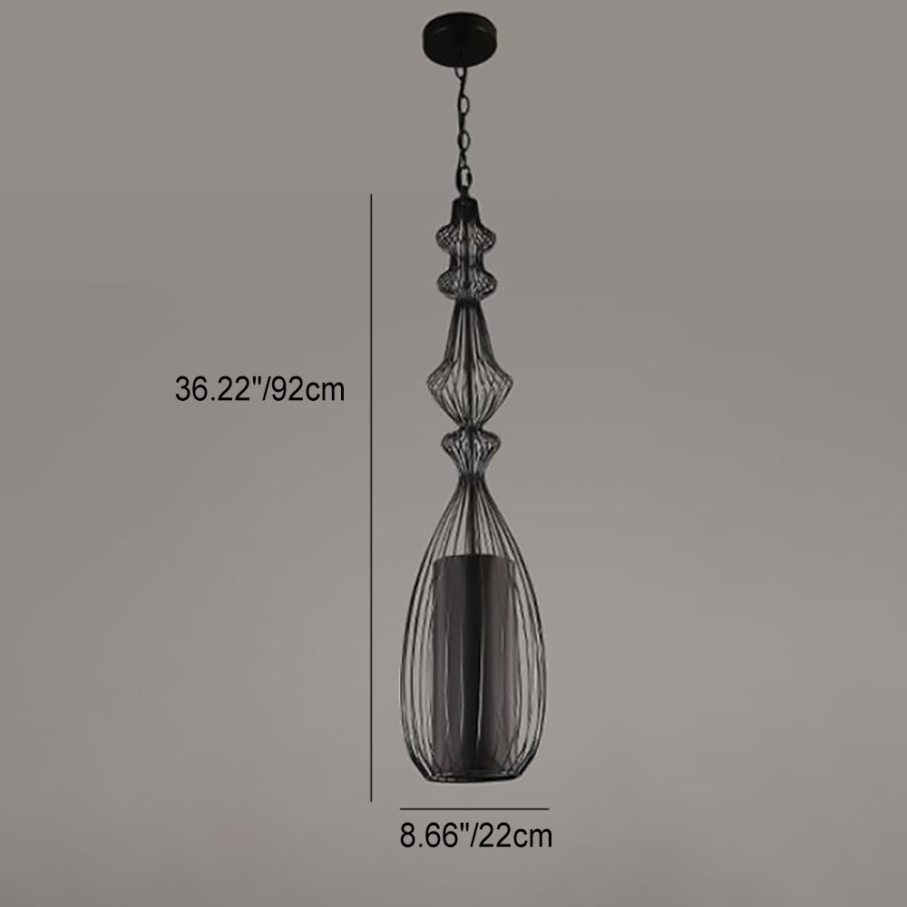 CageCraft Industrial Pendelleuchte | Eisen-Käfig Design | Stoffschirm | Wohnzimmerlicht