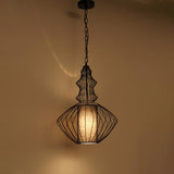 CageCraft Industrial Pendelleuchte | Eisen-Käfig Design | Stoffschirm | Wohnzimmerlicht