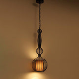 CageCraft Industrial Pendelleuchte | Eisen-Käfig Design | Stoffschirm | Wohnzimmerlicht