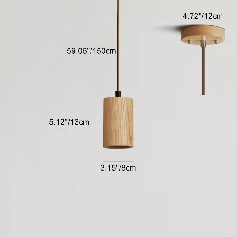 LumeWood Zylinder Pendelleuchte | Kleines Holzdesign | 1-Licht | Minimalistisches Design | Für Zuhause und Büro