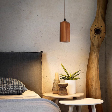 LumeWood Zylinder Pendelleuchte | Kleines Holzdesign | 1-Licht | Minimalistisches Design | Für Zuhause und Büro