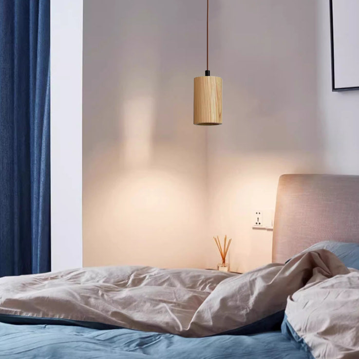 LumeWood Zylinder Pendelleuchte | Kleines Holzdesign | 1-Licht | Minimalistisches Design | Für Zuhause und Büro