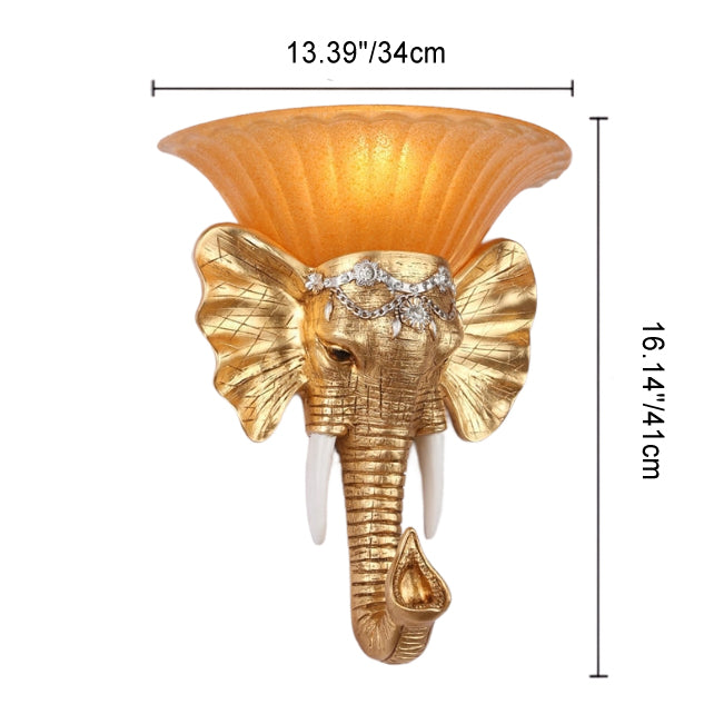 ElephantGlow Wandleuchte | Vintage Design | Harz-Lampenkörper | 1-flammig | Kreative Wandbeleuchtung