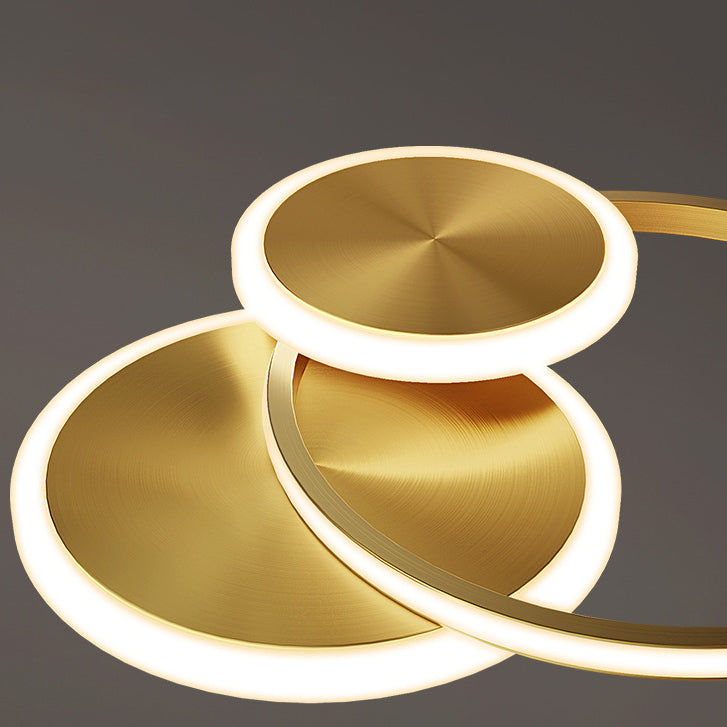 LumeAxis LED Deckenleuchte | Dreifach-Kreis-Design | Kupfer & Acryl | Dimmbares Licht