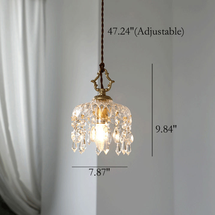 LumiFlora Vintage Kristall Pendelleuchte | Blumendekor | 1-Licht | Verschiedene Größen | Elegante Beleuchtung