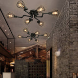 RustiBeam Industrielle Vintage Deckenleuchte | 4/6/8 Lichter | Wasserrohr-Design aus Eisen