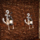Nautica Vintage Anker Wandleuchte | Industrieller Stil | Solides Holz | Einflammige Lampe | Dekorative Beleuchtung für Zuhause