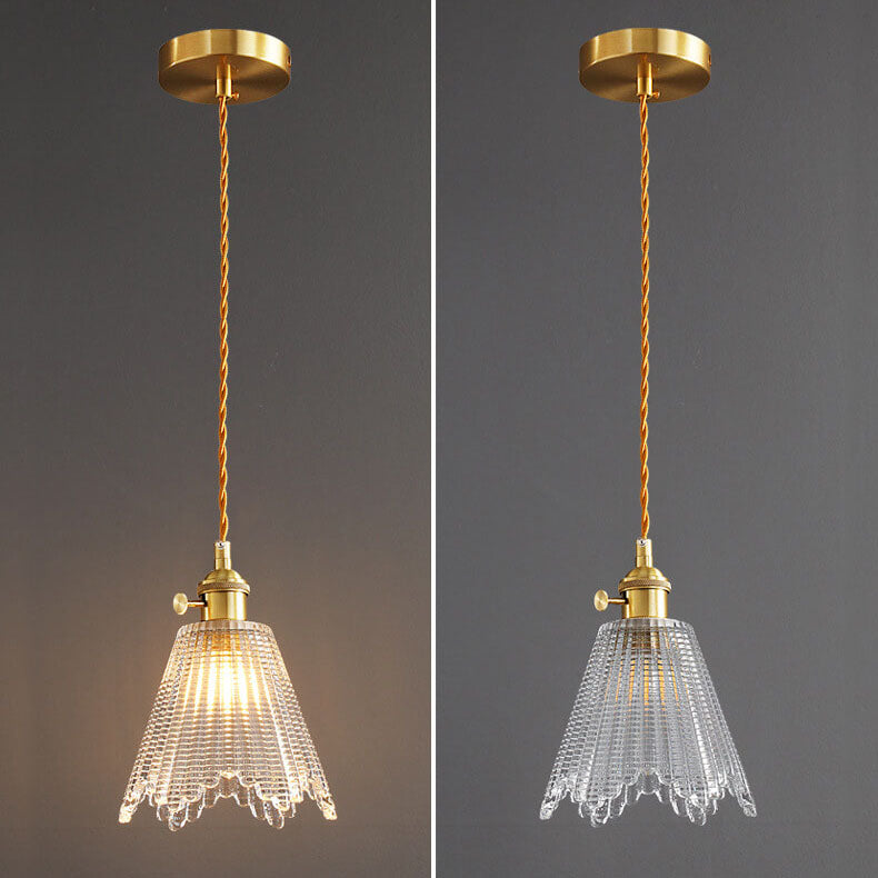 Bellux Glas Pendelleuchte | Modernes Glockenschirmdesign | Messingoptik | 1-flammig | Luxuriöse Beleuchtung