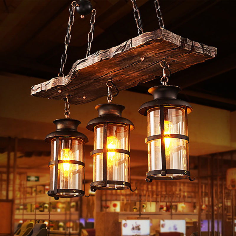 Farmora Kronleuchter | Traditionelles Bauernhaus-Design | Holz & Eisen | 3-flammige Beleuchtung für Esszimmer