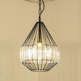 CageLuxe Vintage Pendelleuchte | Geometrisches Vogelkäfig-Design | 1-flammige Hängelampe aus Schmiedeeisen