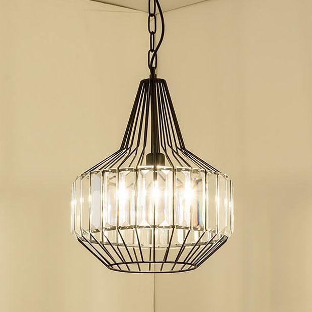 CageLuxe Vintage Pendelleuchte | Geometrisches Vogelkäfig-Design | 1-flammige Hängelampe aus Schmiedeeisen