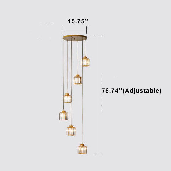CrystalCove Moderne Treppenleuchte | Prismen-Kristall Kronleuchter | 6- und 9-flammig | Luxus-Design | Schwarz oder Gold