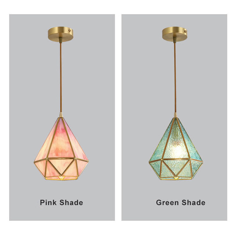 DiamantaGlow Pendelleuchte | Diamantförmiges Glas mit Wasserstruktur | 1-flammige Hängeleuchte | Elegantes & Modernes Design