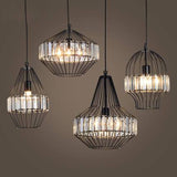 CageLuxe Vintage Pendelleuchte | Geometrisches Vogelkäfig-Design | 1-flammige Hängelampe aus Schmiedeeisen