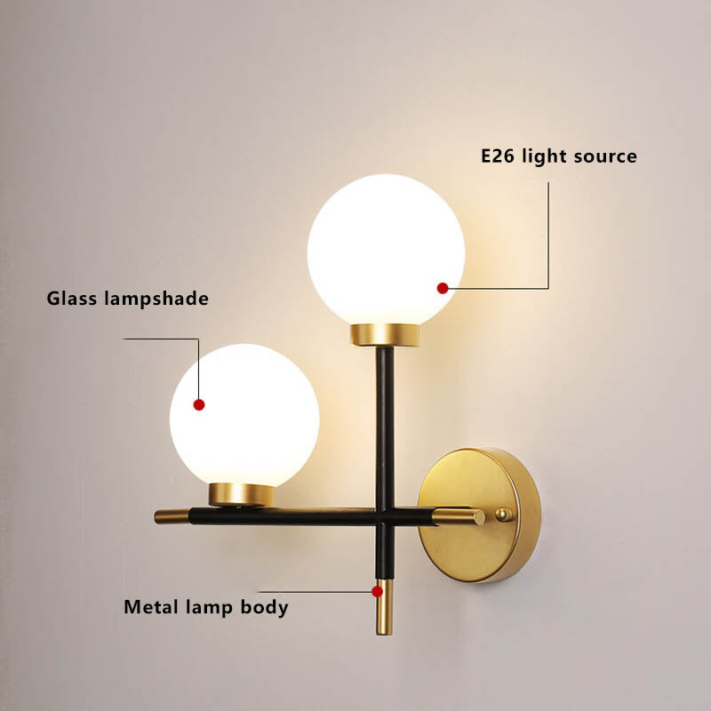 GlowVine Wandlampe im nordischen Design | Minimalistisches Glas-Design | 1 oder 2 Lichter | Elegante Wandleuchte